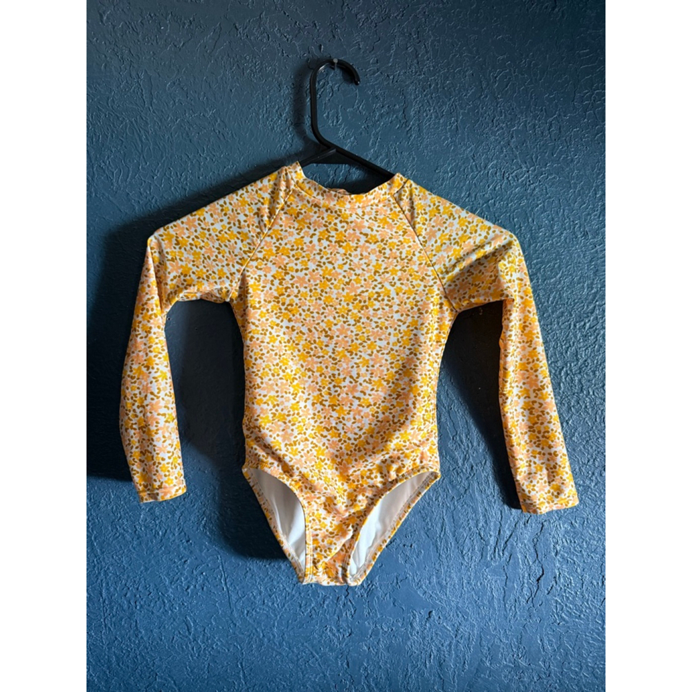 ART CLASS Golden Floral Long Sleeve Swimsuit